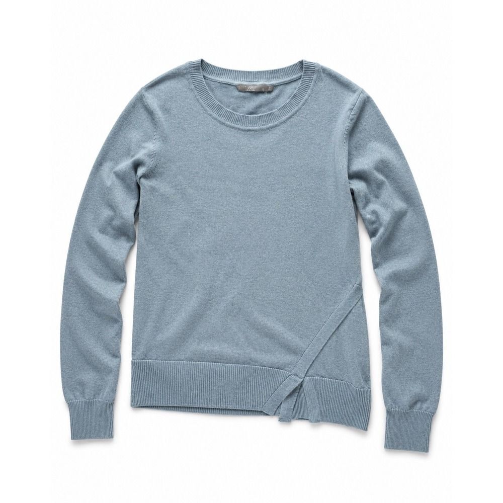 Prana Heirloom Dusty Blue Crewneck Sweater Womens Small Tencel Cotton Blend